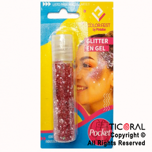 GLITTER EN GEL PELO ROSTRO CUERPO ROSA 854-04 X 20 GR x 1